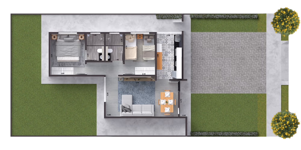 Planta de 62m²