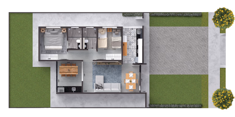 Planta de 71m² — tipo 1